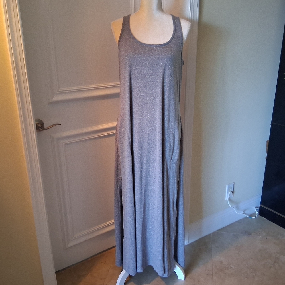 ATM Anthony Thomas Melillo Snow Heather Grey Cotton Blend Jersey Maxi Dress M